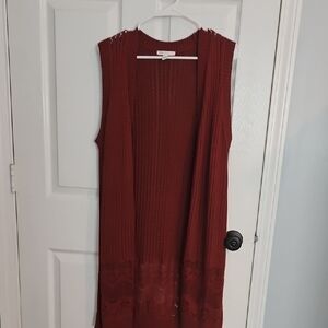 Cato Women's Open-Front Cardigan - Deep Red